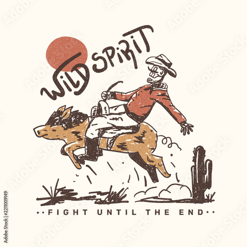 Wild spirit Retro vintage design, vector illustration