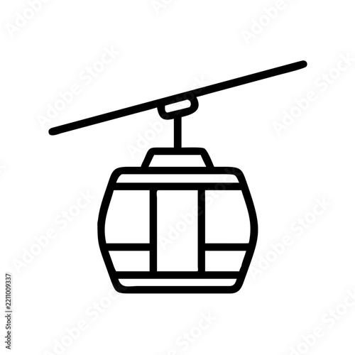 cable car cabin line icon, gondola lift and mountain transport symbol for tourism, travel and resort concept, outline vector design