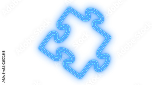 Glowing neon jigsaw puzzle piece icon isolated on transparent background. Solution concept. Game logic symbol. Strategy element. Teamwork sign. Connection