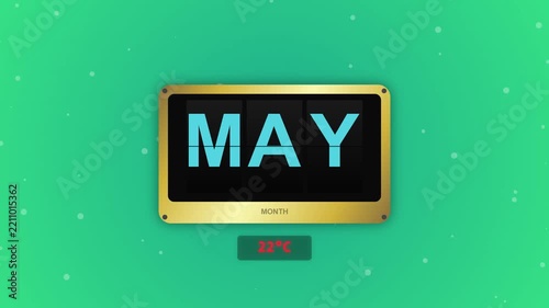 Digital futuristic month and temperature display panels grid