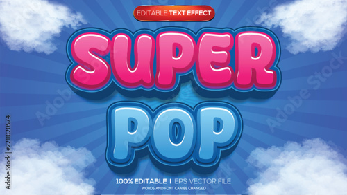 3d text effect super pop theme