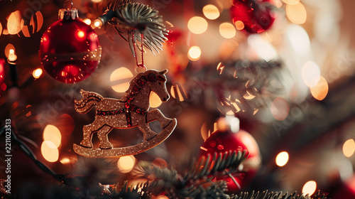 Festive Christmas Tree Decorations Glowing With Warm Holiday Lights and Cozy Atmosphere