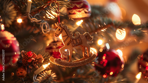 Festive Christmas Tree Decorations Glowing With Warm Holiday Lights and Cozy Atmosphere