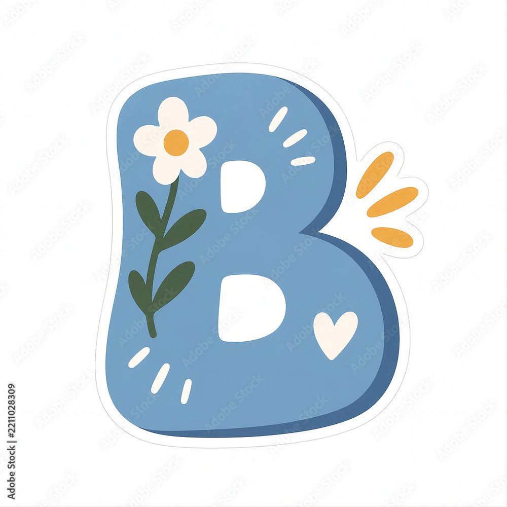 Fototapeta premium Letter Cute Colorful Upperscale Blue Green Yellow