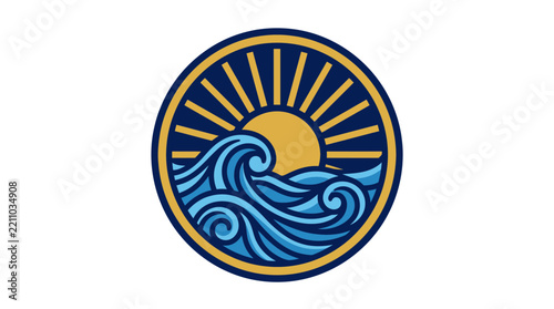 Sun Shining Over Wavy Ocean Sea Graphic
