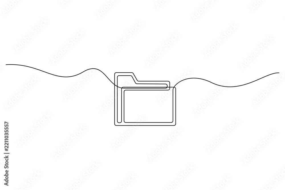 Obraz premium Continuous single line art drawing of folder database concept