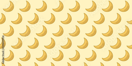 A seamless repeating pattern of golden yellow crescent moon icons