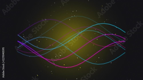 Abstract digital background with flowing liquid light waves and glowing particles