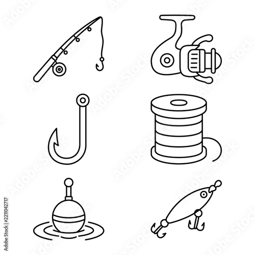 Fishing Line icons set vector design templates simple and modern