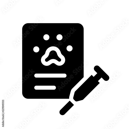 Vaccine Certificate A playful and modern glyph icon crafted for pet lovers, animal themed websites, mobile apps, UI/UX projects, social media, presentations, and creative digital products.