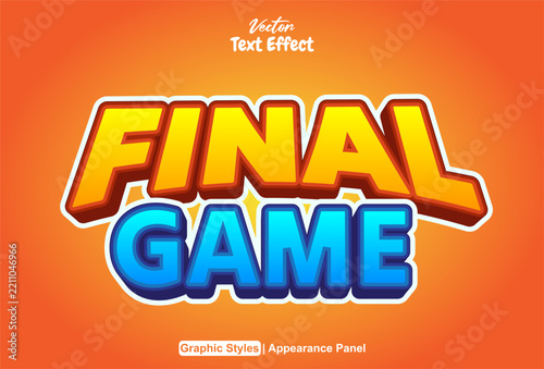 Final game text effect with an orange background.