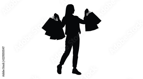 Black Friday Silhouette of a woman walking with shopping bags in heels