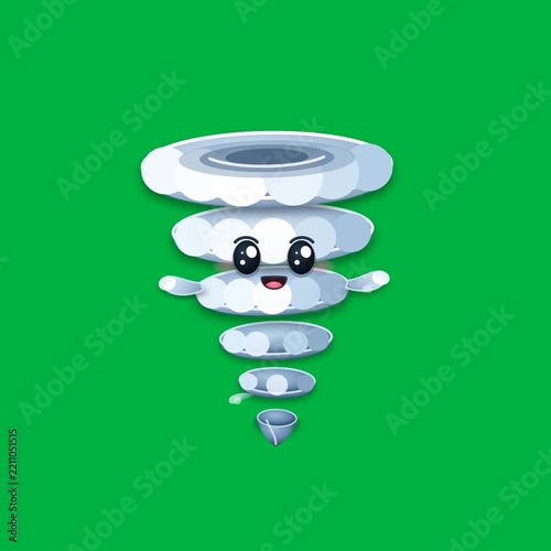 Cute Cartoon Tornado Character Spinning on Green Screen