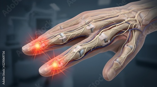 Close up of hand knuckles showing chronic joint pain.