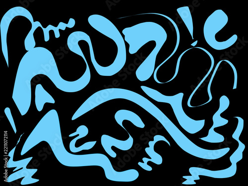 Abstract wavy blue illustration. Hand drawn random blue lines.	