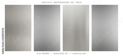 Sleek Brushed Metal Silver Stainless Steel Metallic Texture Vertical Background Set