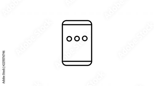 Smartphone with Three Dots Outline Icon on White Background