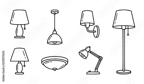 Various types of indoor lighting fixtures including floor lamps and ceiling lights with floor lamp ceiling light table lamp pendant light wall sconce desk lamp interior lighting