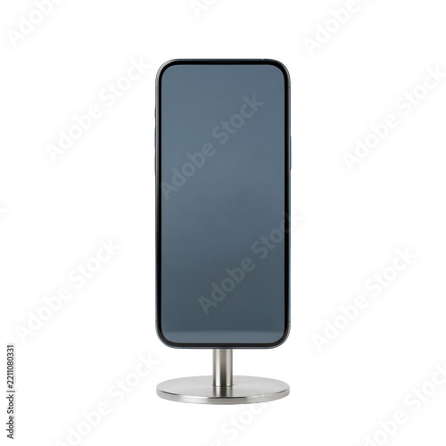 Smartphone Mockup on Metallic Stand Transparent Background