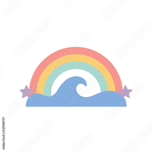 Rainbow and wave with stars