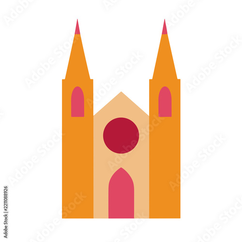 Stylized illustration of a church with spires