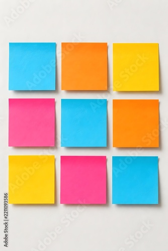 Colorful Sticky Notes Grid Frame Mockup Template