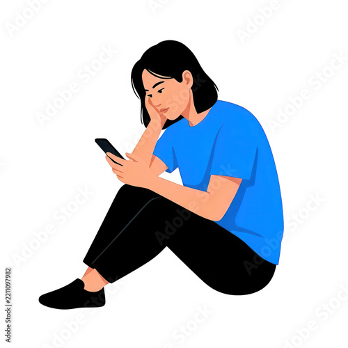 Woman Using Smartphone Isolated Transparent Background