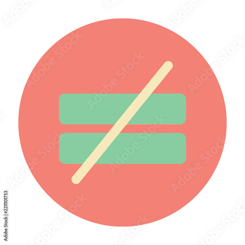 Prohibition equal sign symbol in circle graphic