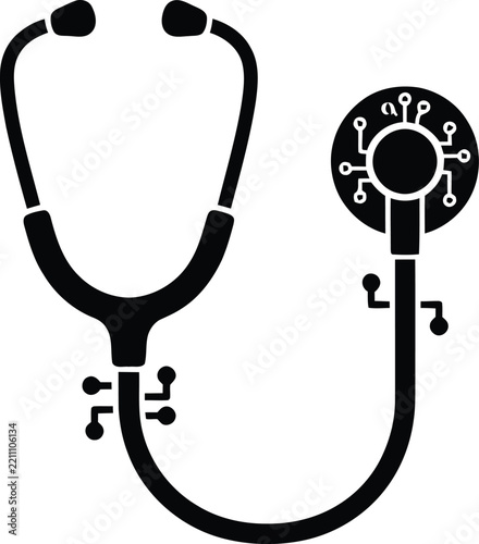 Digital stethoscope medical technology concept vector icon