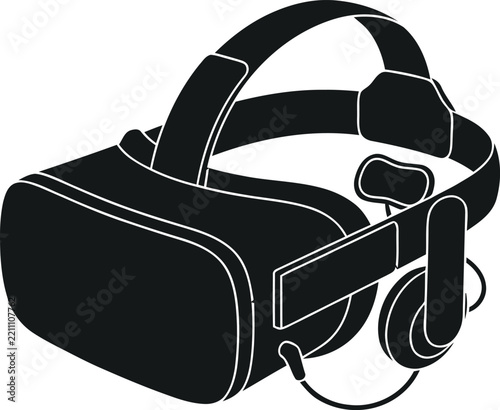Black and white virtual reality headset icon design symbol