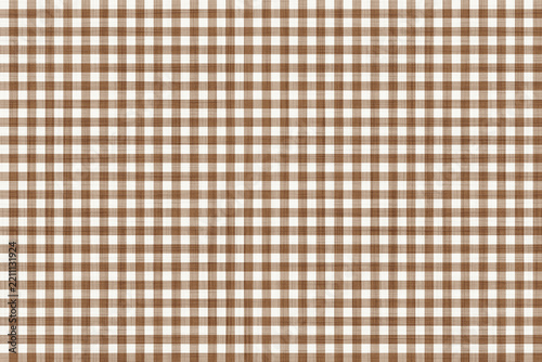 Seamless brown and cream gingham checkered fabric texture for cozy home textile.