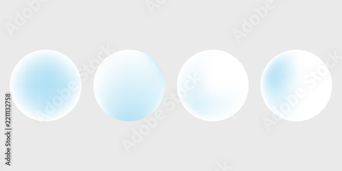 Minimal Abstract Blue Glowing Spheres On Light Gray Background — Soft Bubble UI Elements