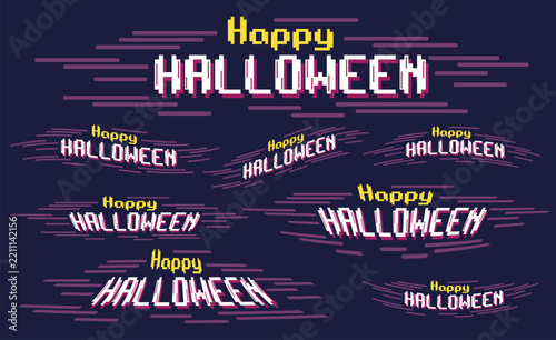  Happy Halloween poster, greeting card. Happy Halloween vector lettering. Vector illustration