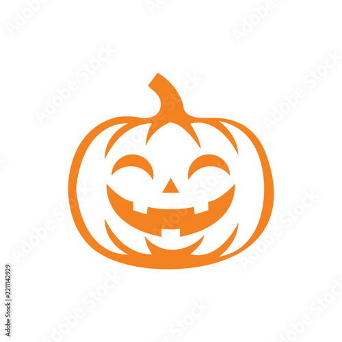 Halloween Jack O Lantern Pumpkin Flat Icon Silhouette Vector Illustration Logo