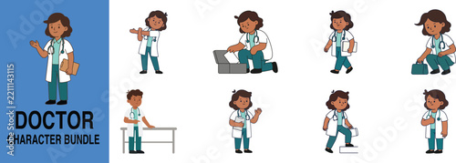 Doctor character bundle with various poses and professional medical