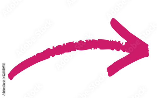 Hand drawn magenta arrow pointing right with rough textured edges
