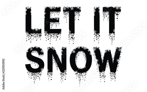 Let it snow text with falling snowflake and particle dispersion