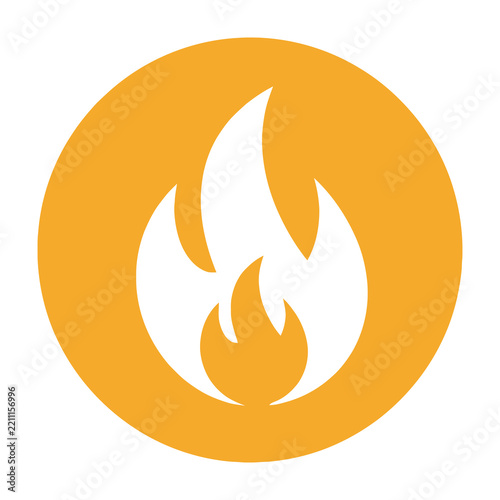 Orange flame icon in circle symbolizing heat or warning signs effectively always