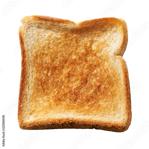 Golden brown toasted bread slice with even crispness during morning light isolated on transparent background