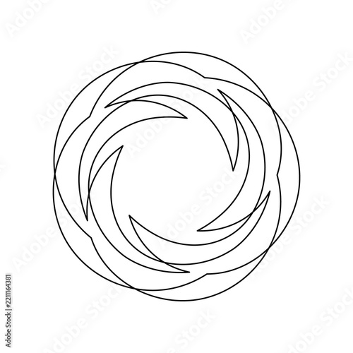 Abstract Spiral Vector Background Illustration with Black Swirl Circle Shape, Decorative Pattern, Symbol, Silhouette and Modern Graphic Design Element