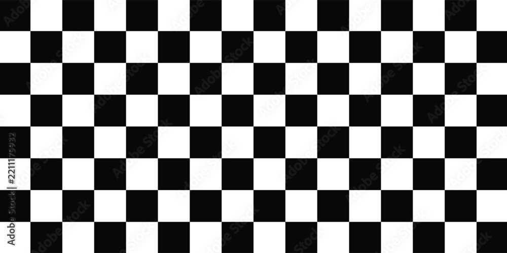 Obraz premium Ribbon with race flag or checkerboard pattern in diagonal arrangement. Chess game or rally sport car competition background. Slanted black and white checkered texture