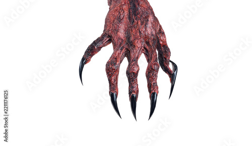 Detailed close up of a monstrous beast hand with sharp curved claws monster claw creature hand scary hand horror creature