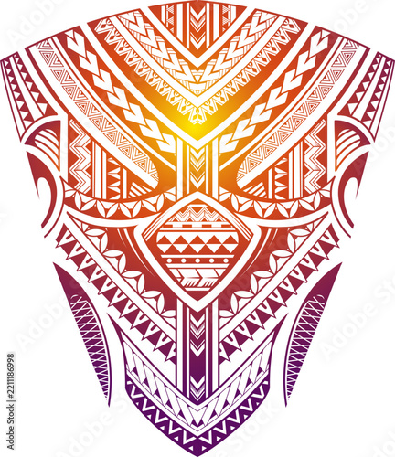 Colorful tribal ornamental design in traditional Polynesian style