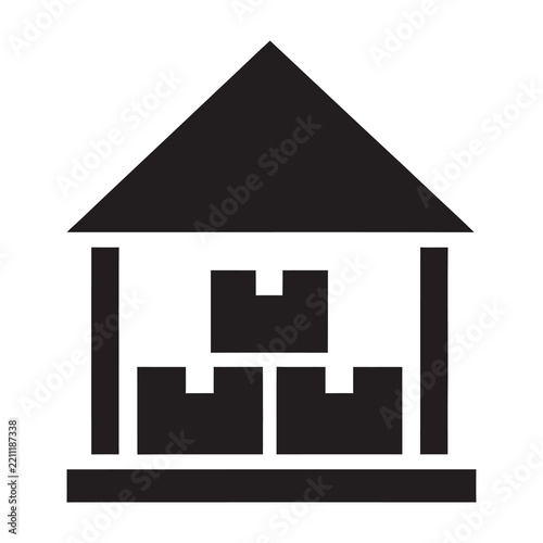 Warehouse storage facility with boxes on shelves inside