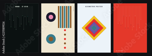 Minimalist geometric poster design collection featuring abstract vector patterns and modern graphic shapes for creative interior wall art decor