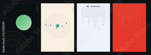 Modern minimalist graphic poster design set featuring abstract geometric shapes and clean vector lines for contemporary art gallery wall decor