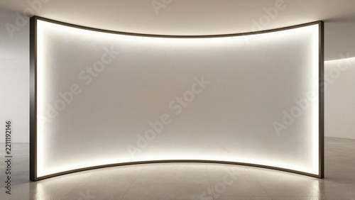 Curved illuminated empty wall in modern interior design