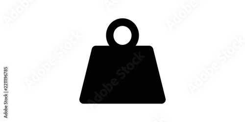 Black kettlebell icon with round handle for fitness training and strength.
