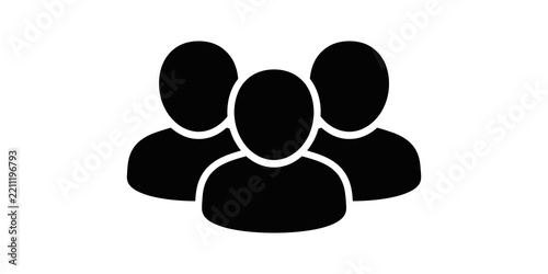 Group of three people icon for social networking and community connection.