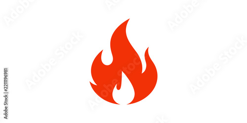 Orange fire flame vector icon representing heat on grid background art.